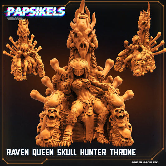 3D Printed Papsikels Cyberpunk Sci-Fi Raven Queen Hunter Skull Throne - 28mm 32mm