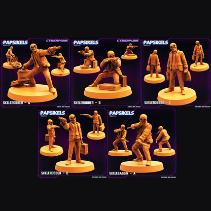 3D Printed Papsikels Cyberpunk Sci-Fi Skelerobber Set - 28mm 32mm