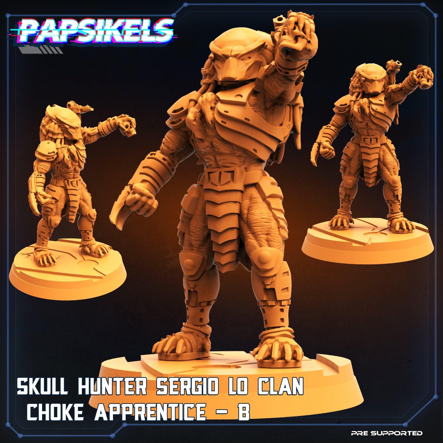 3D Printed Papsikels Cyberpunk Sci-Fi Skull Hunter Sergio Lo Clan Choke Set - 28mm 32mm