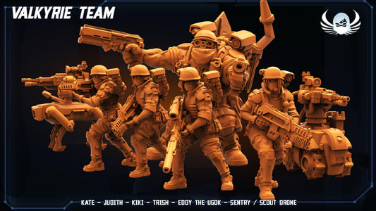 3D Printed Papsikels Cyberpunk Sci-Fi Team Valkyrie Set - 28mm 32mm