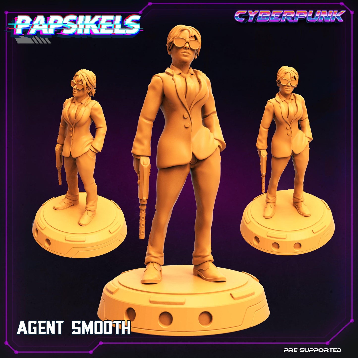 3D Printed Papsikels Cyberpunk Sci-Fi The Corpo World Agents Set - 28mm 32mm