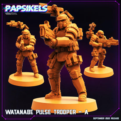 3D Printed Papsikels Cyberpunk Sci-Fi Watanabe Pulse Trooper Set - 28mm 32mm