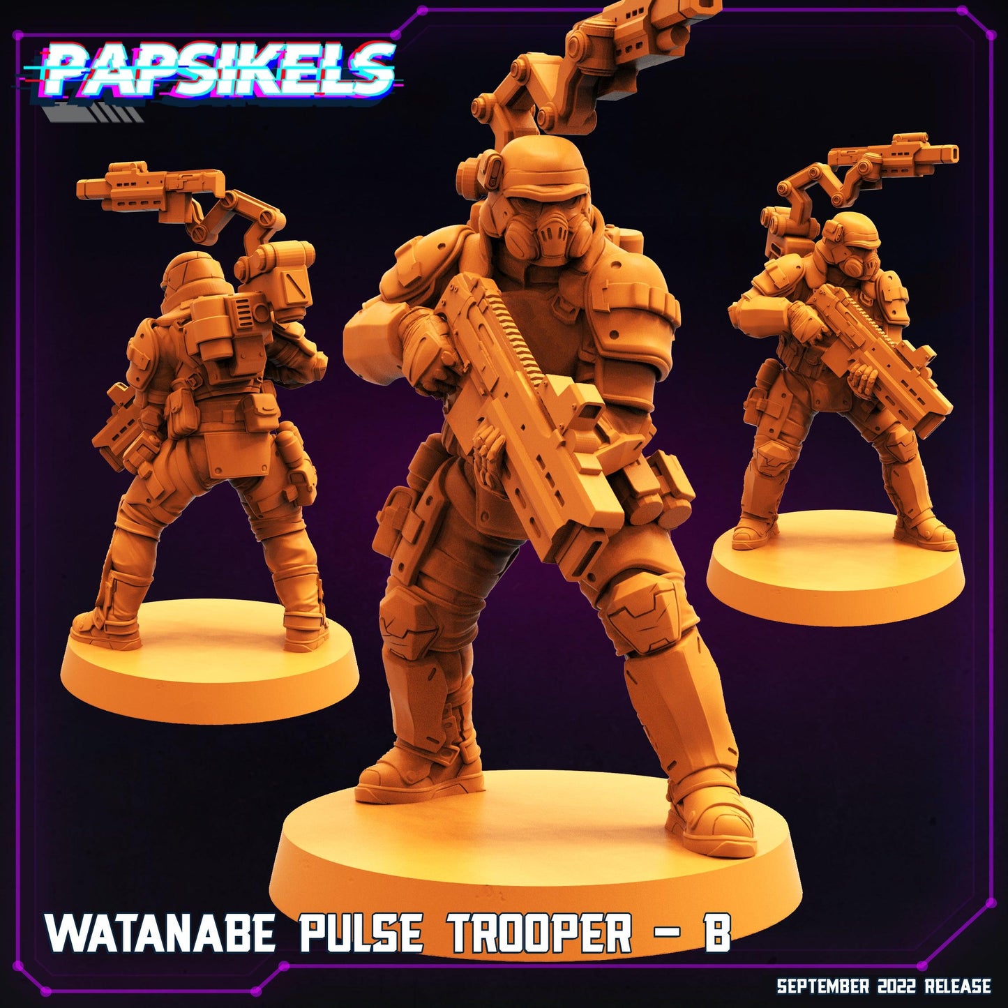 3D Printed Papsikels Cyberpunk Sci-Fi Watanabe Pulse Trooper Set - 28mm 32mm