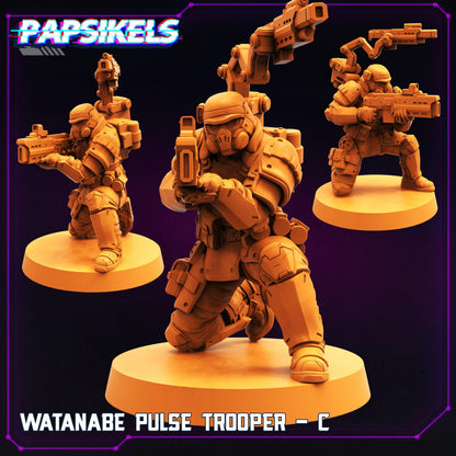 3D Printed Papsikels Cyberpunk Sci-Fi Watanabe Pulse Trooper Set - 28mm 32mm
