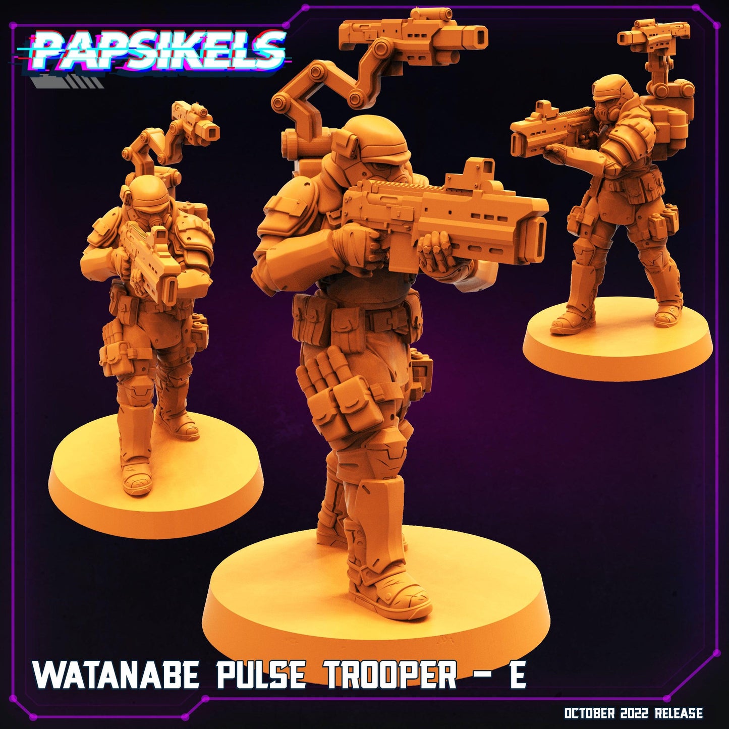 3D Printed Papsikels Cyberpunk Sci-Fi Watanabe Pulse Trooper Set - 28mm 32mm