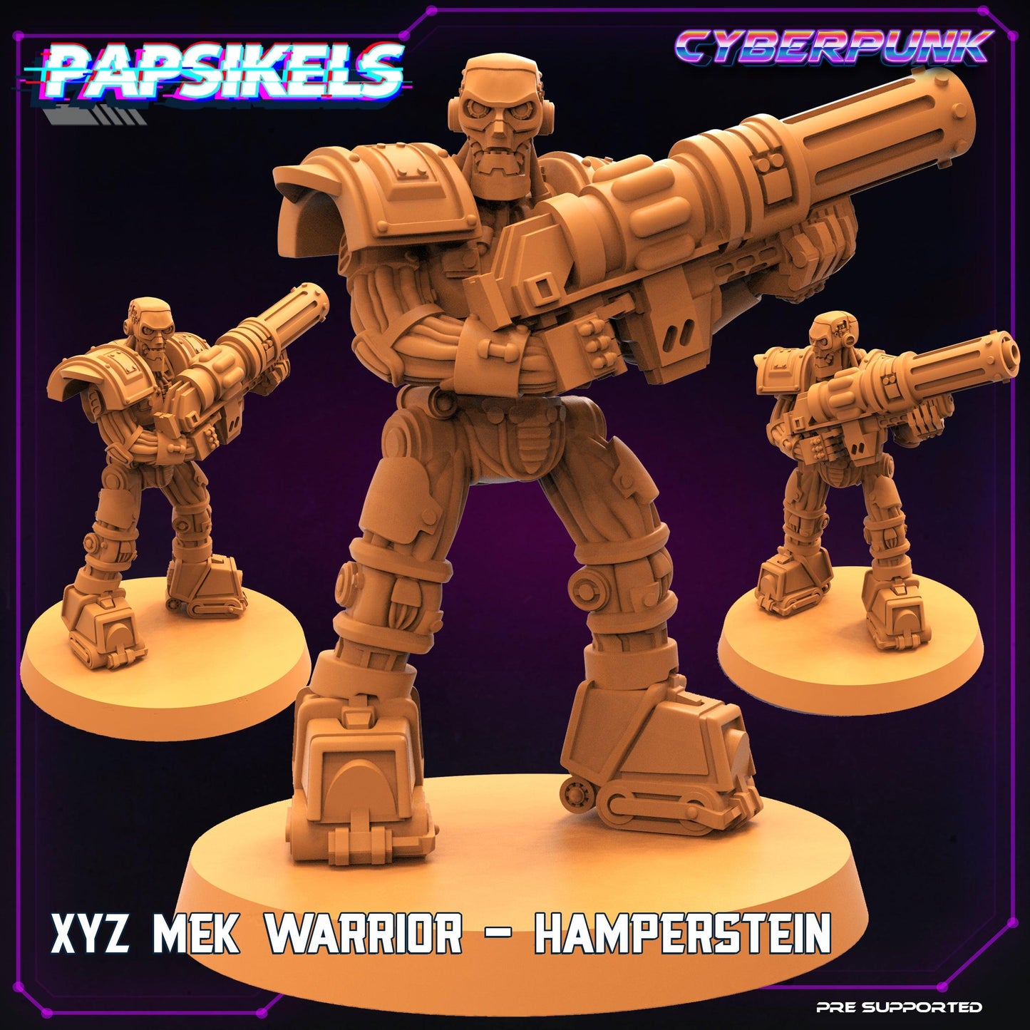 3D Printed Papsikels Cyberpunk Sci-Fi XYZ Mek Warrior Set - 28mm 32mm