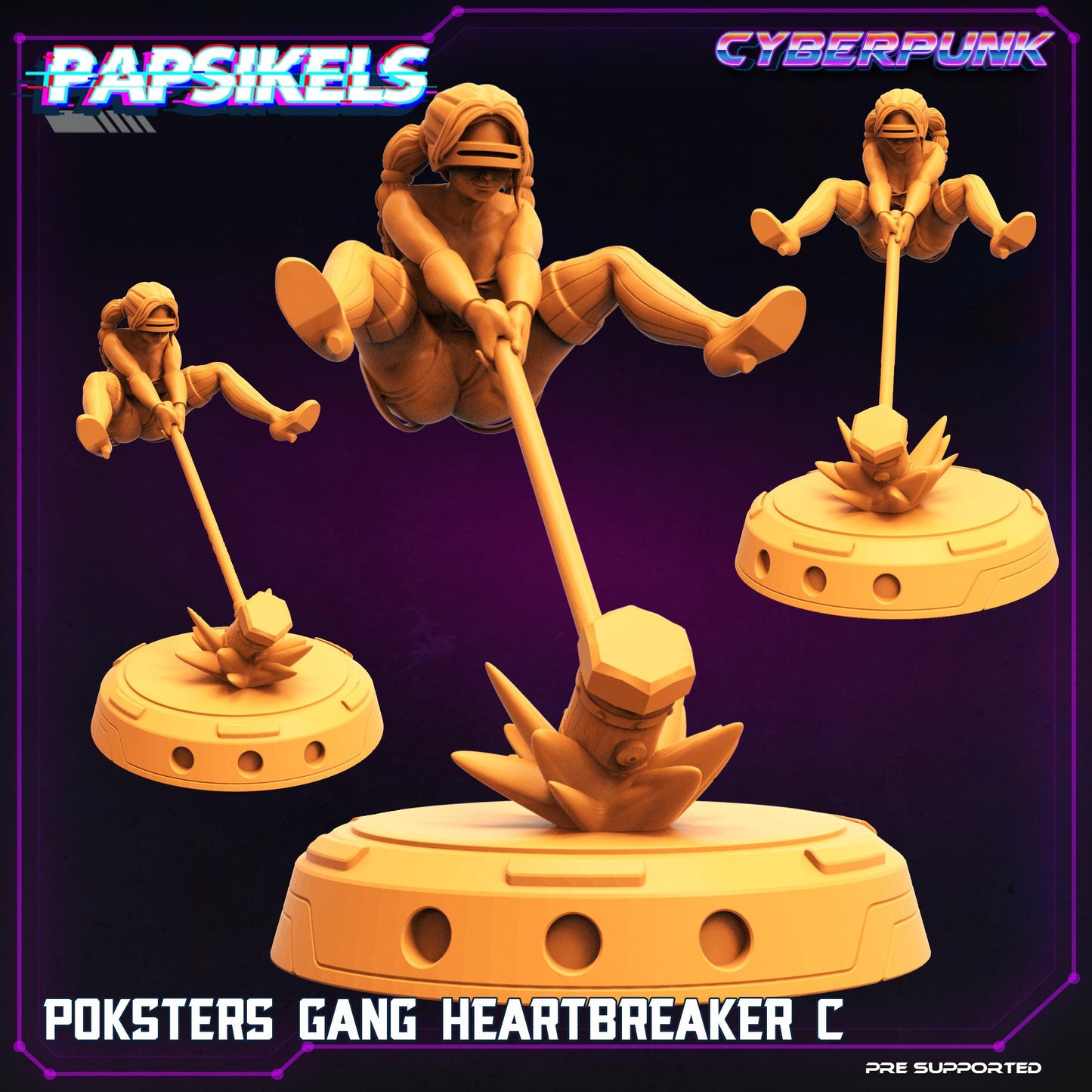 3D Printed Papsikels Cyberpunk The Corpo World Poksters Gang Set - 28mm 32mm