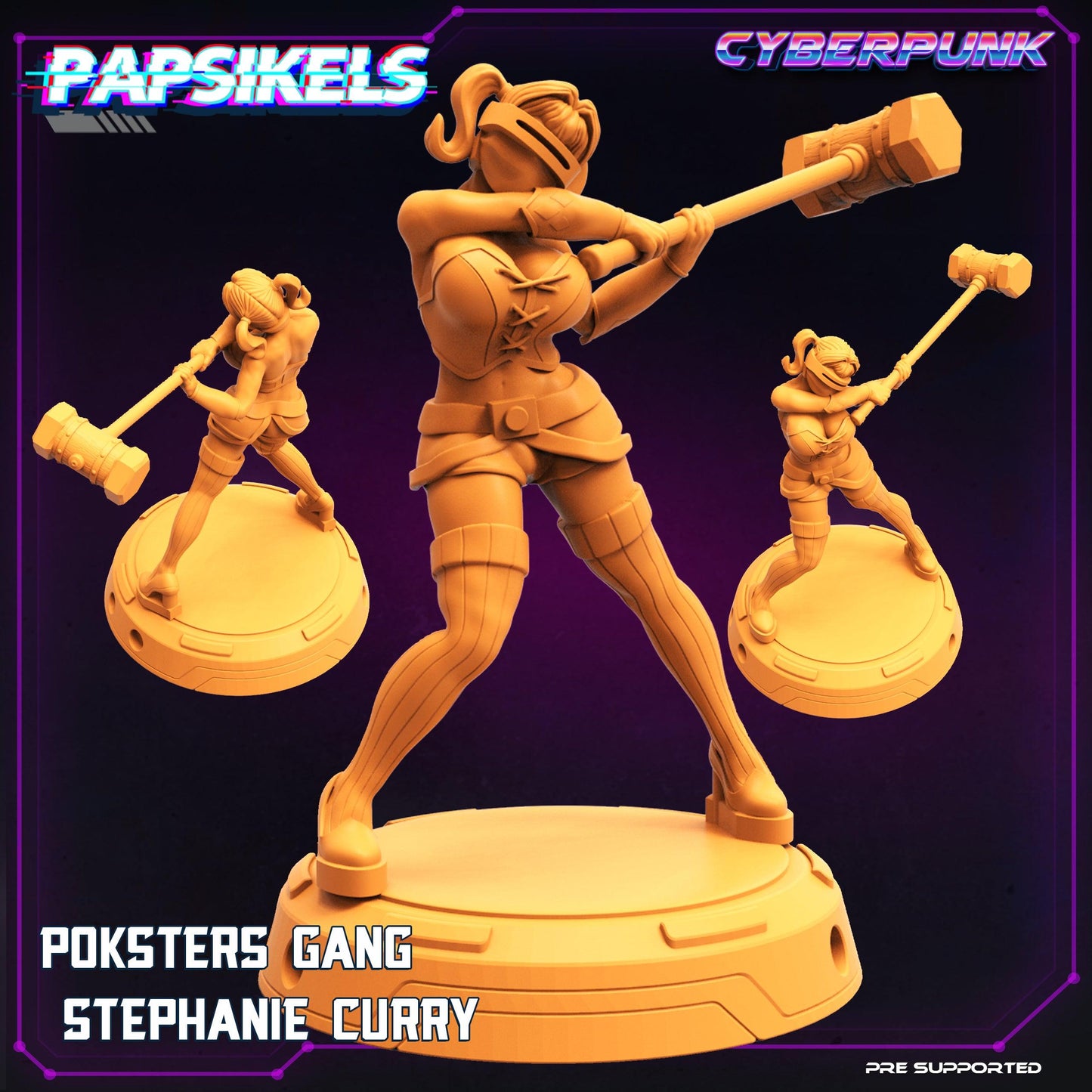 3D Printed Papsikels Cyberpunk The Corpo World Poksters Gang Set - 28mm 32mm