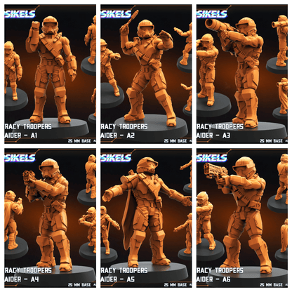 3D Printed Papsikels Democracy Troopers Hellraider Set August 2024 Scifi 28mm 32mm