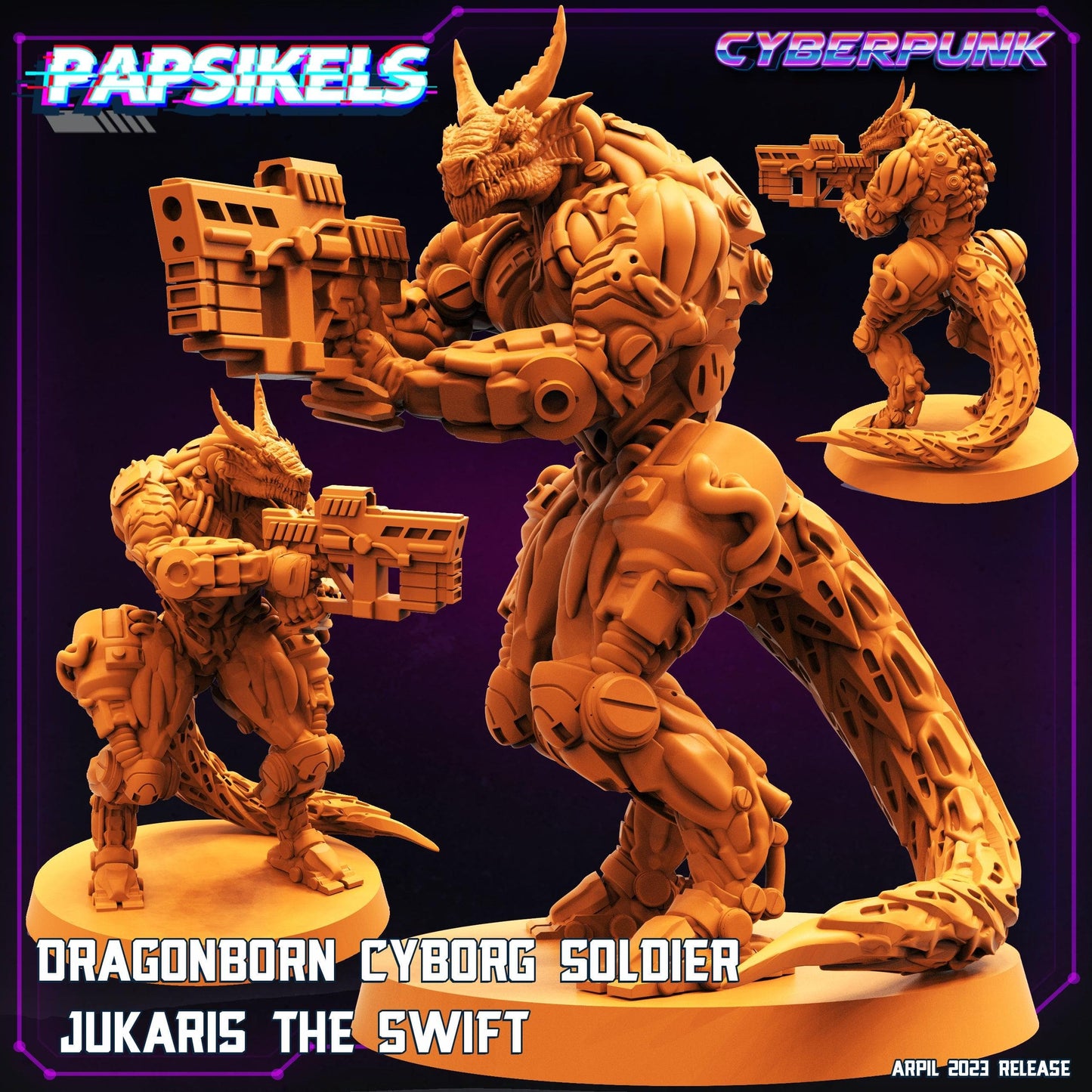 3D Printed Papsikels - Dragonborn Cyborg Set - 28mm 32mm