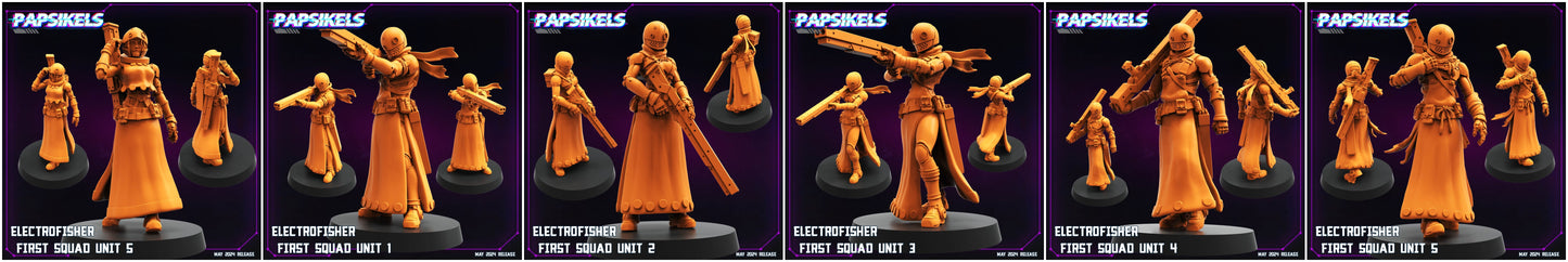 3D Printed Papsikels Electrofisher First Squad Set May 2024 Cyberpunk 28mm 32mm