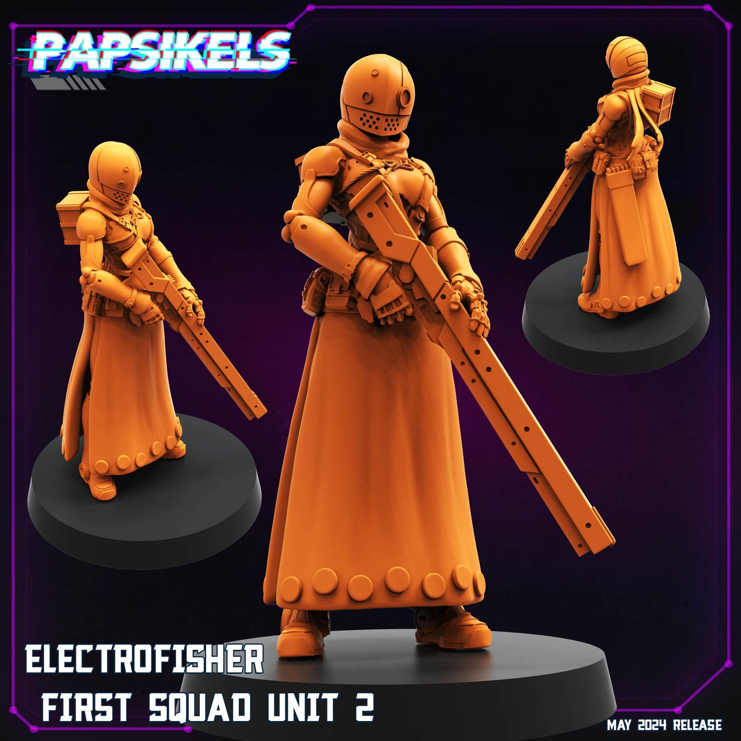 3D Printed Papsikels Electrofisher First Squad Set May 2024 Cyberpunk 28mm 32mm