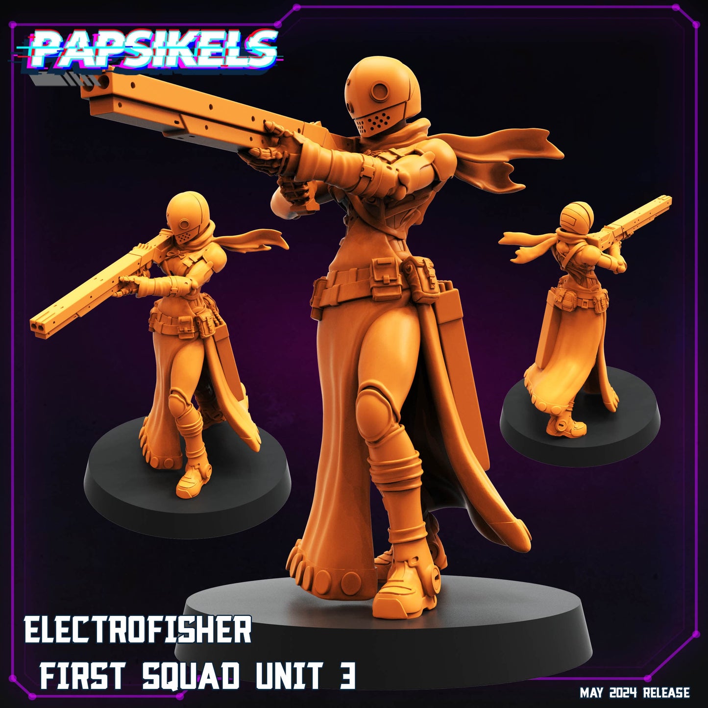3D Printed Papsikels Electrofisher First Squad Set May 2024 Cyberpunk 28mm 32mm