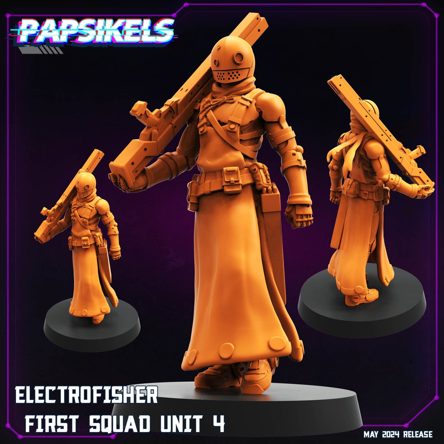 3D Printed Papsikels Electrofisher First Squad Set May 2024 Cyberpunk 28mm 32mm