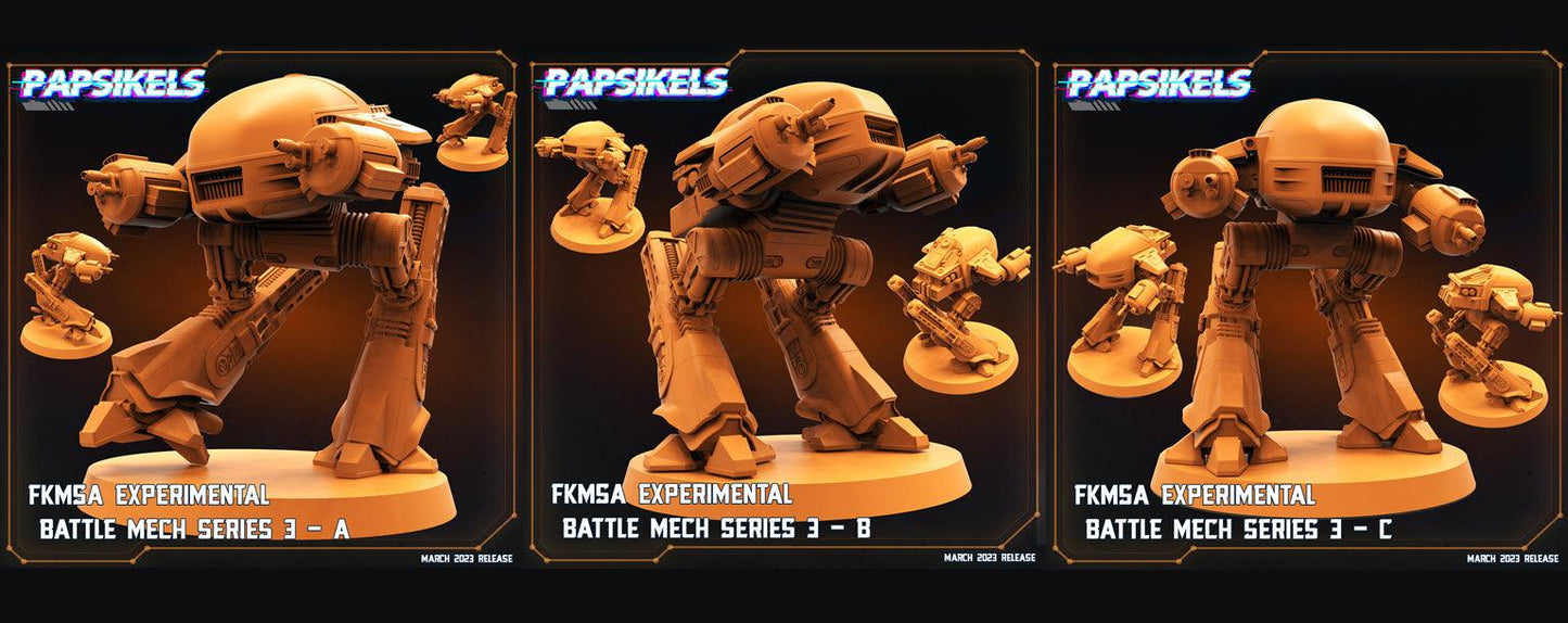 3D Printed Papsikels - Fkmsa Experimental Battle Mech Series 3 Set - 28mm 32mm