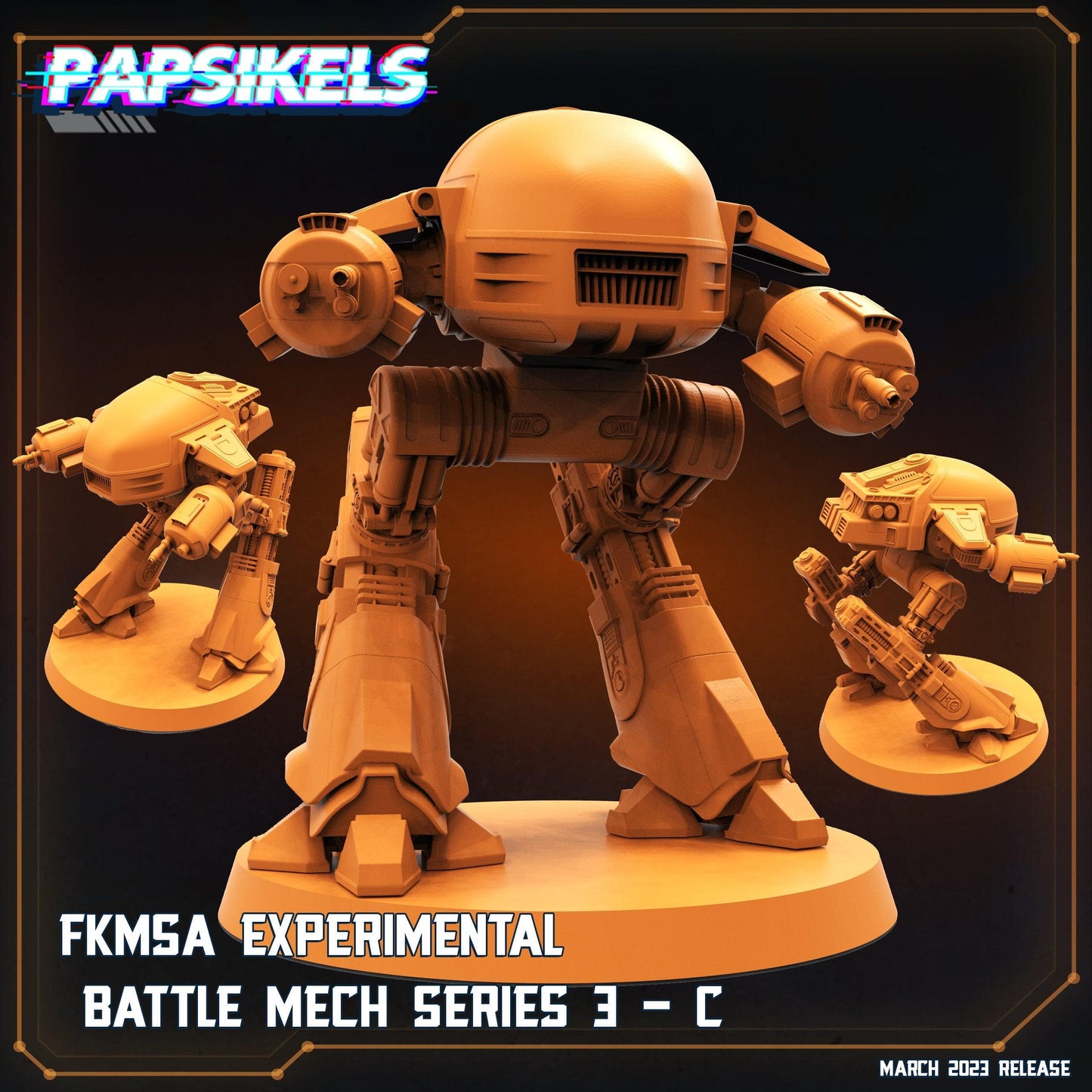 3D Printed Papsikels - Fkmsa Experimental Battle Mech Series 3 Set - 28mm 32mm