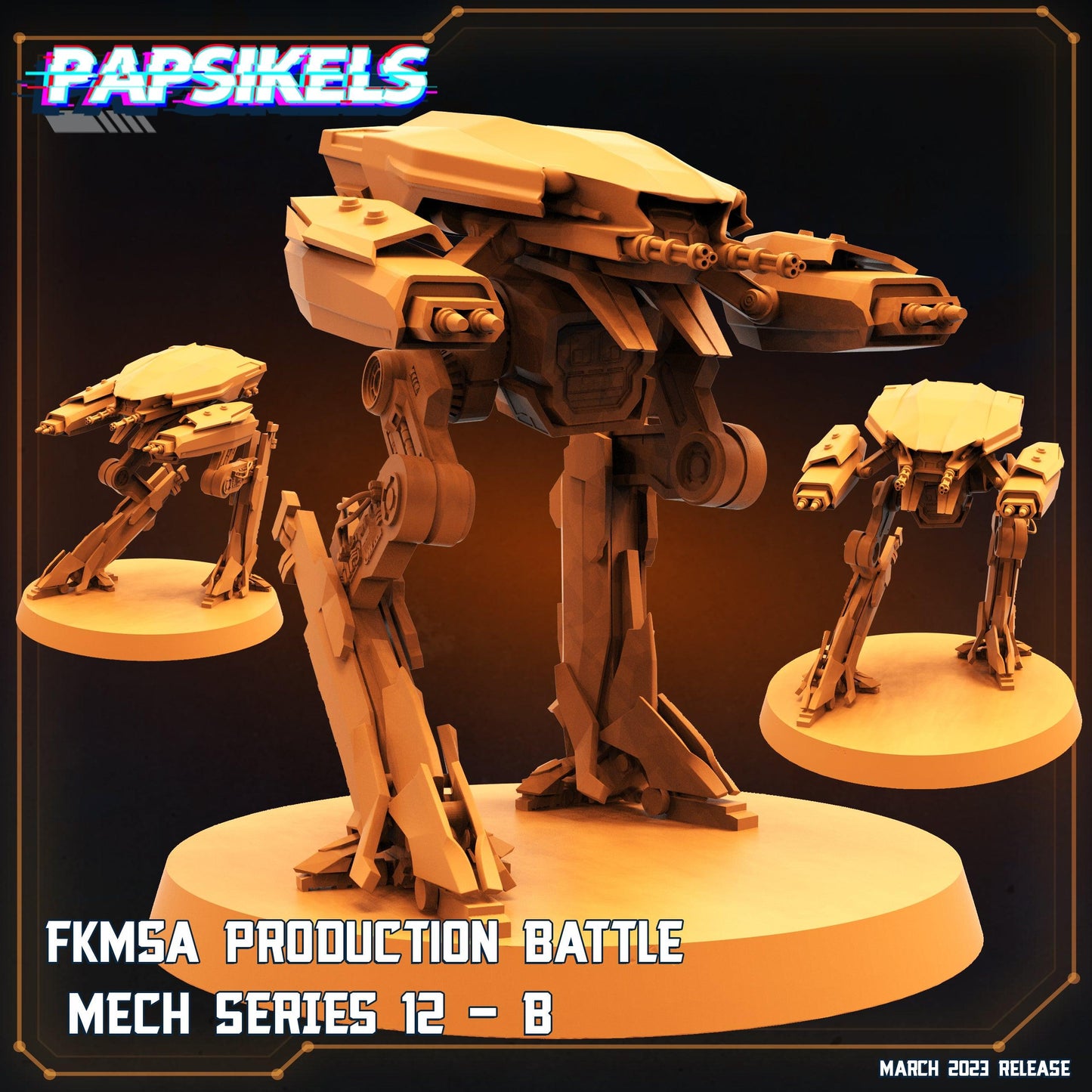 3D Printed Papsikels - Fkmsa Production Battle Mech Series 12 Set - 28mm 32mm