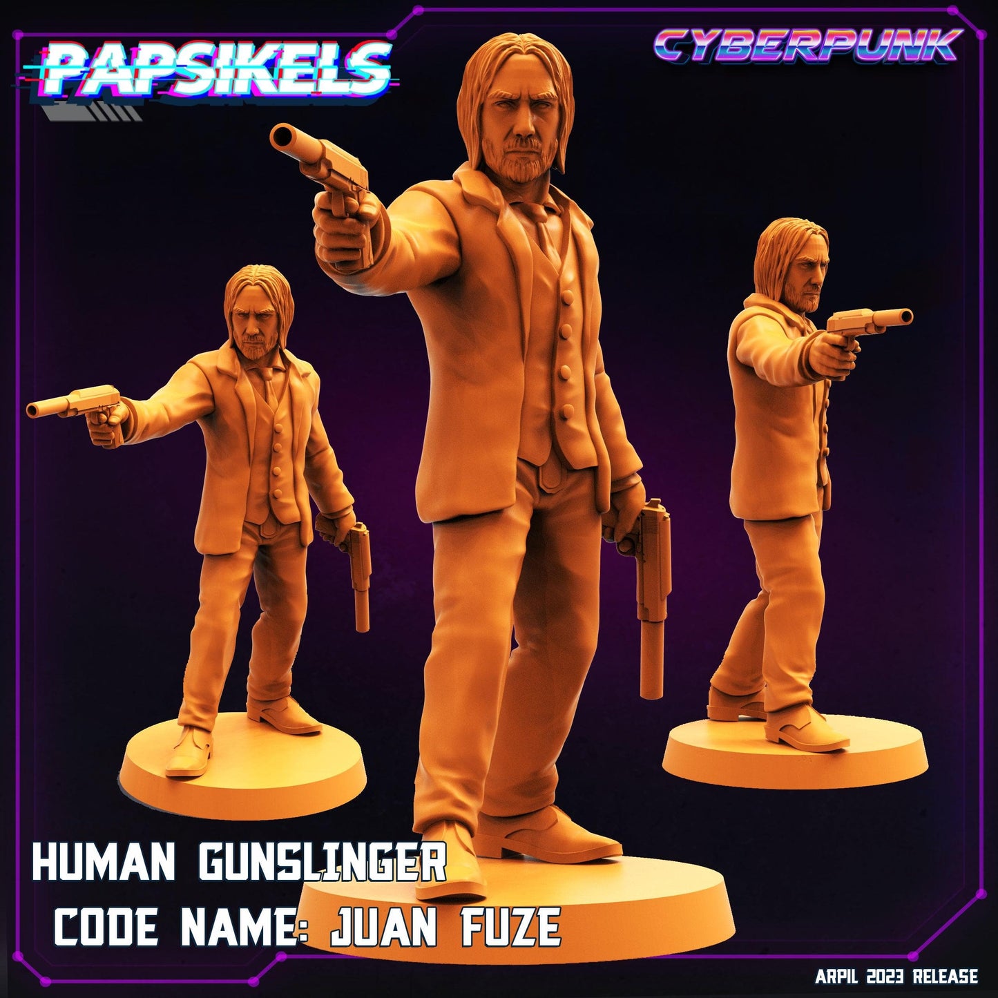 3D Printed Papsikels - Human Gunslinger Set - 28mm 32mm