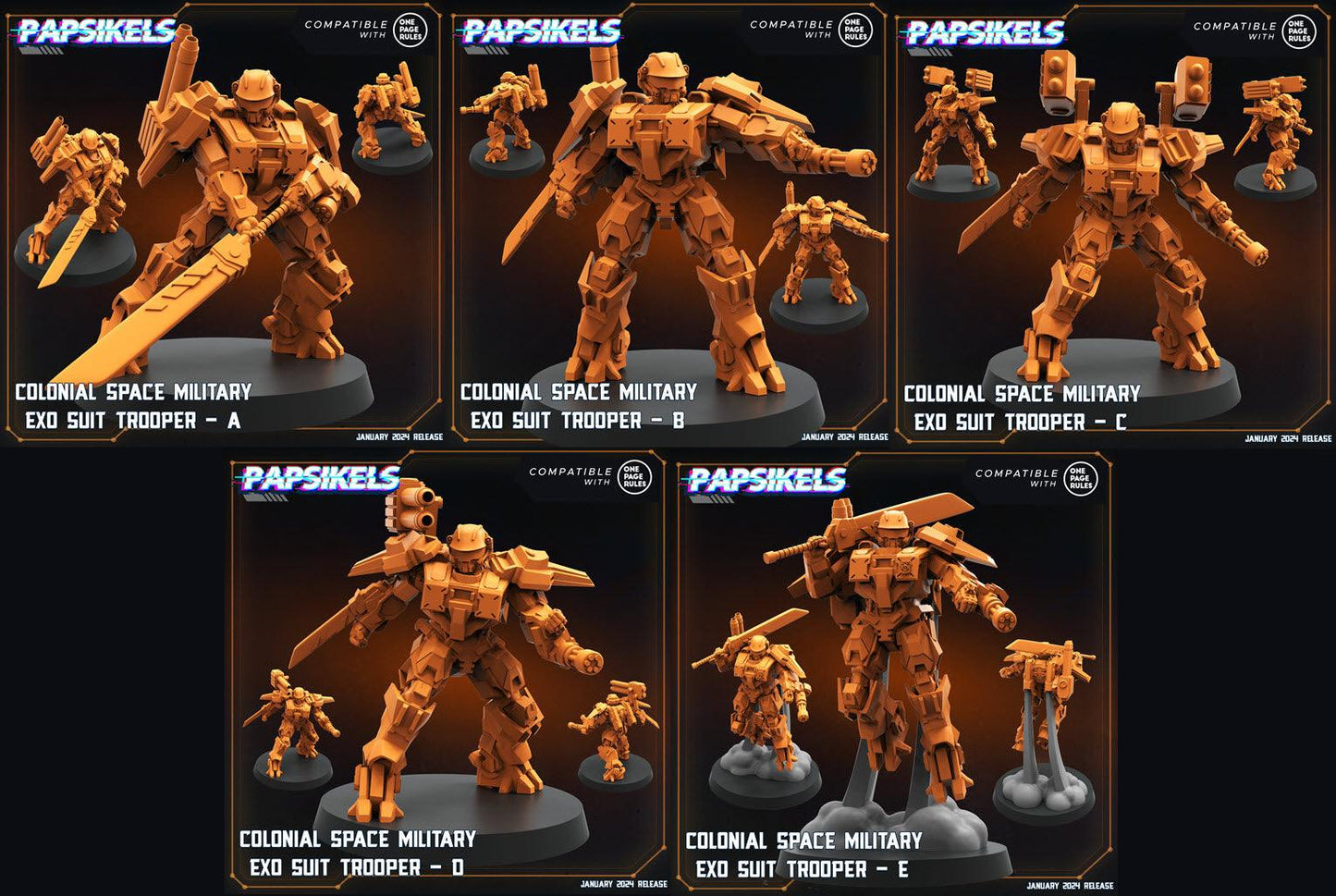 3D Printed Papsikels Human Offence Force Mech Troopers Set Dropship Troopers 28mm 32mm