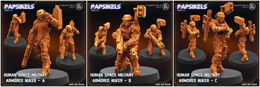 3D Printed Papsikels Human Space Military Armored Nuker Set 28mm 32mm