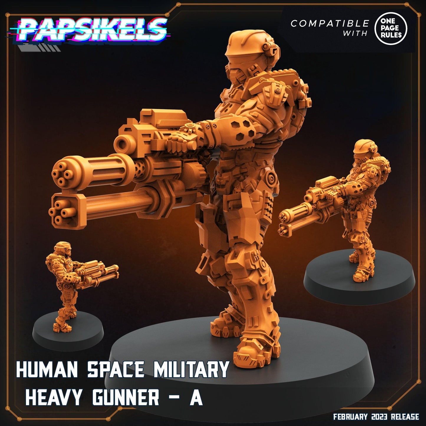 3D Printed Papsikels Human Space Military Heavy Gunners Set 28mm 32mm