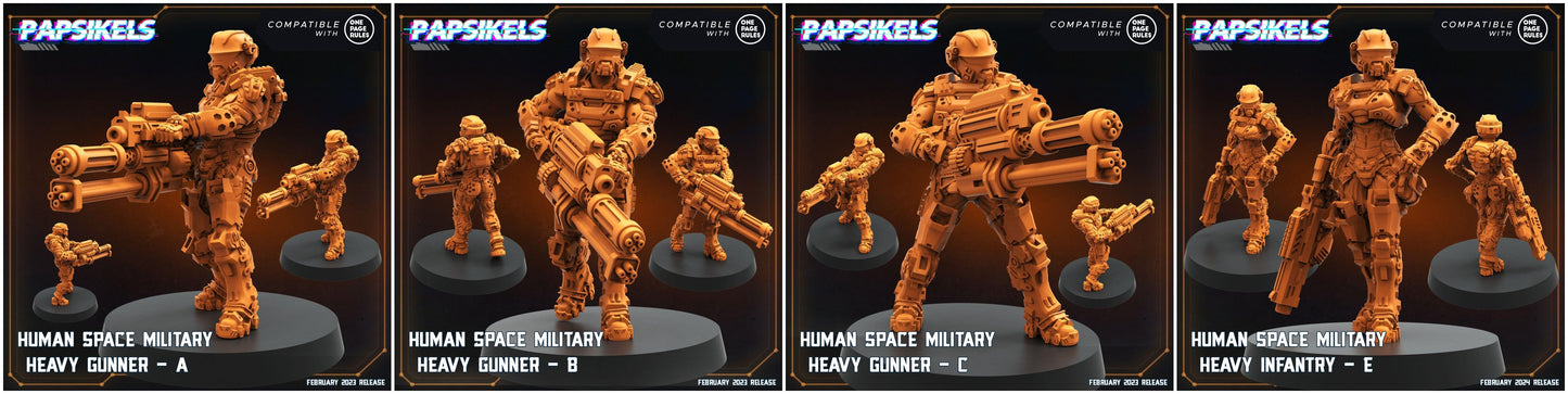 3D Printed Papsikels Human Space Military Heavy Gunners Set 28mm 32mm