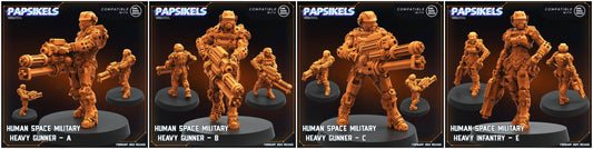 3D Printed Papsikels Human Space Military Heavy Gunners Set 28mm 32mm