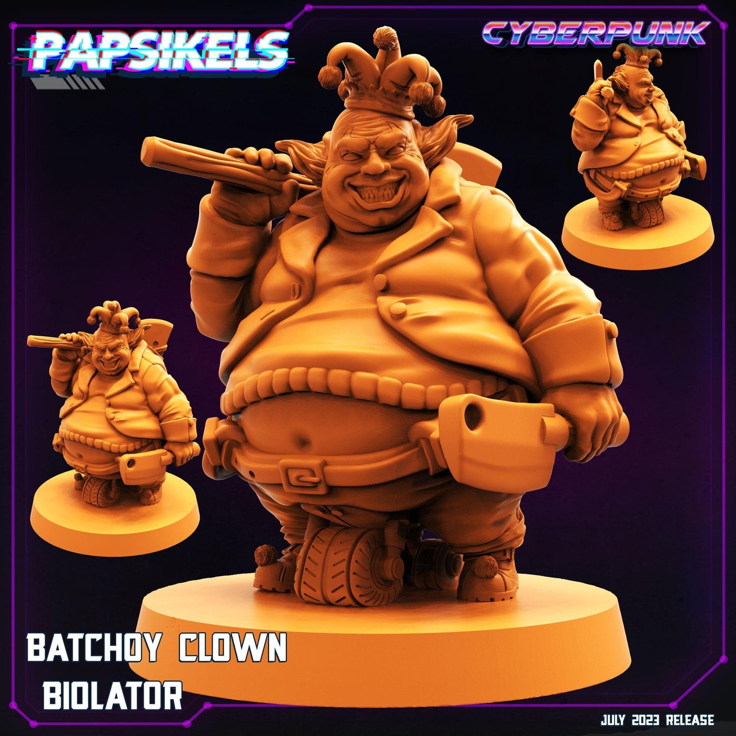 3D Printed Papsikels July 2023 - Cyberpunk Batchoy Clown Set 28mm 32mm