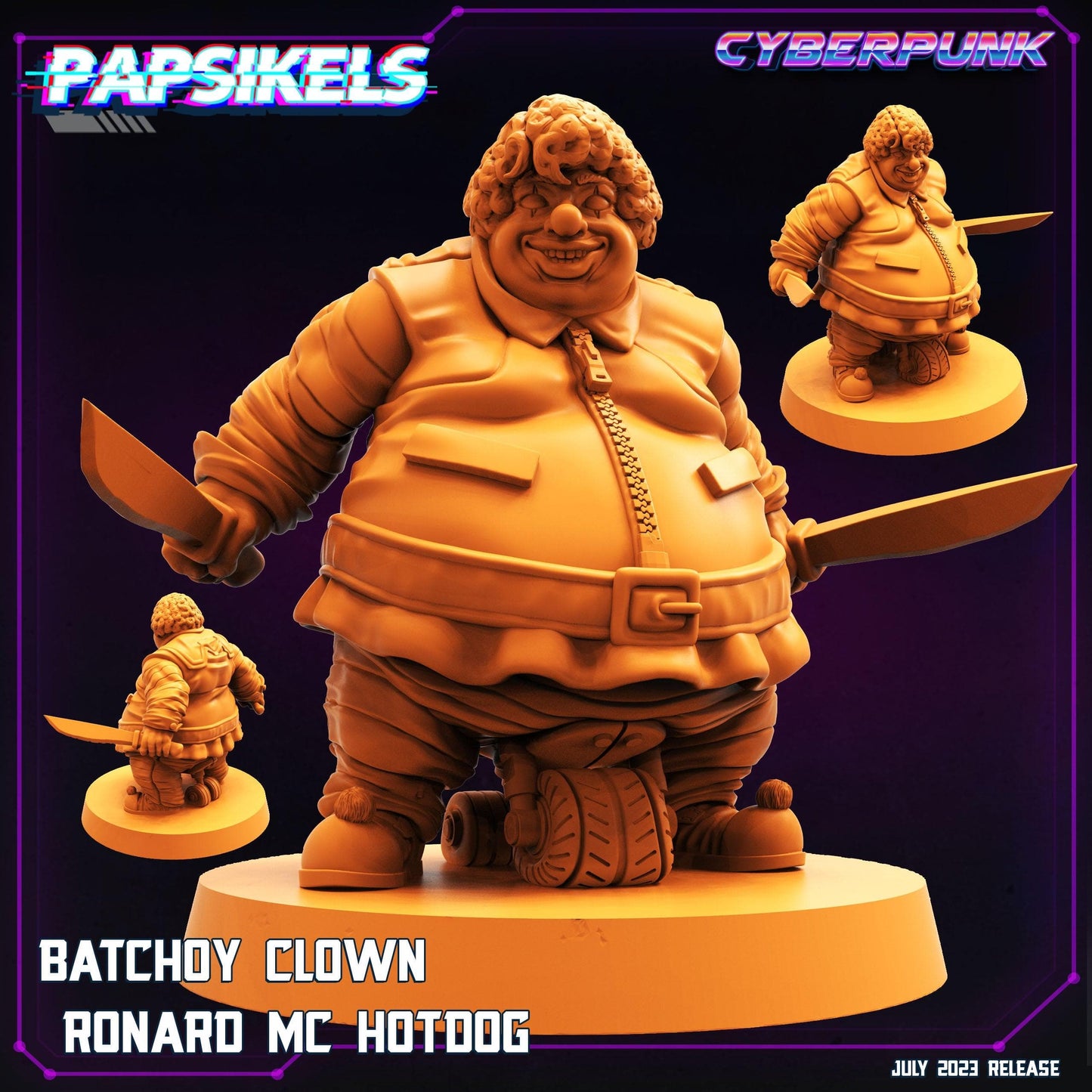 3D Printed Papsikels July 2023 - Cyberpunk Batchoy Clown Set 28mm 32mm