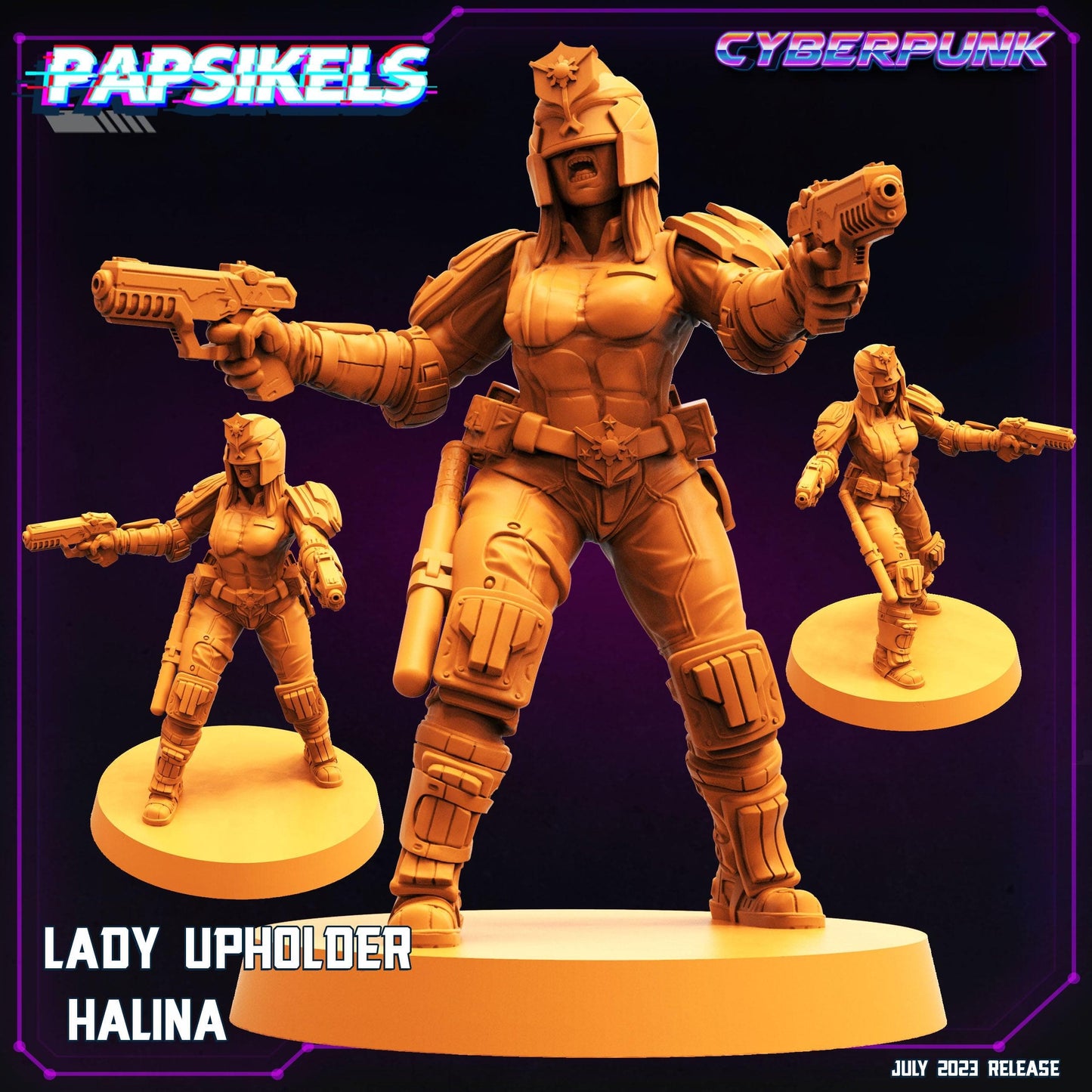3D Printed Papsikels July 2023 - Cyberpunk Lady Upholder Set 28mm 32mm
