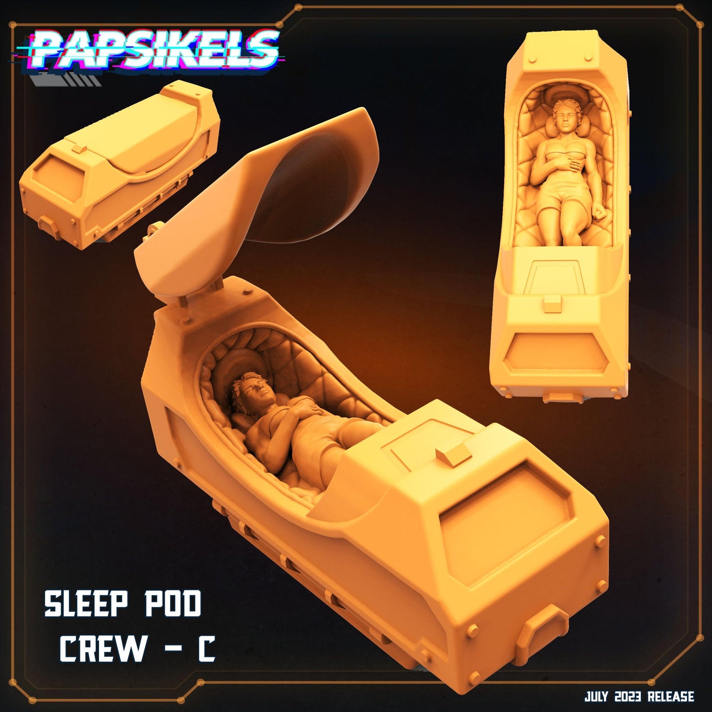 3D Printed Papsikels July 2023 - Xeno Wars Hybernating Station Set 28mm 32mm