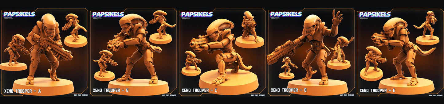 3D Printed Papsikels July 2023 - Xeno Wars Xeno Trooper Set 28mm 32mm