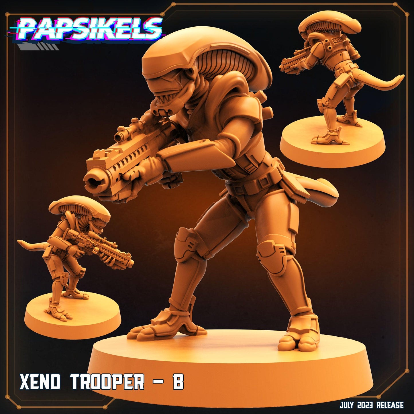3D Printed Papsikels July 2023 - Xeno Wars Xeno Trooper Set 28mm 32mm