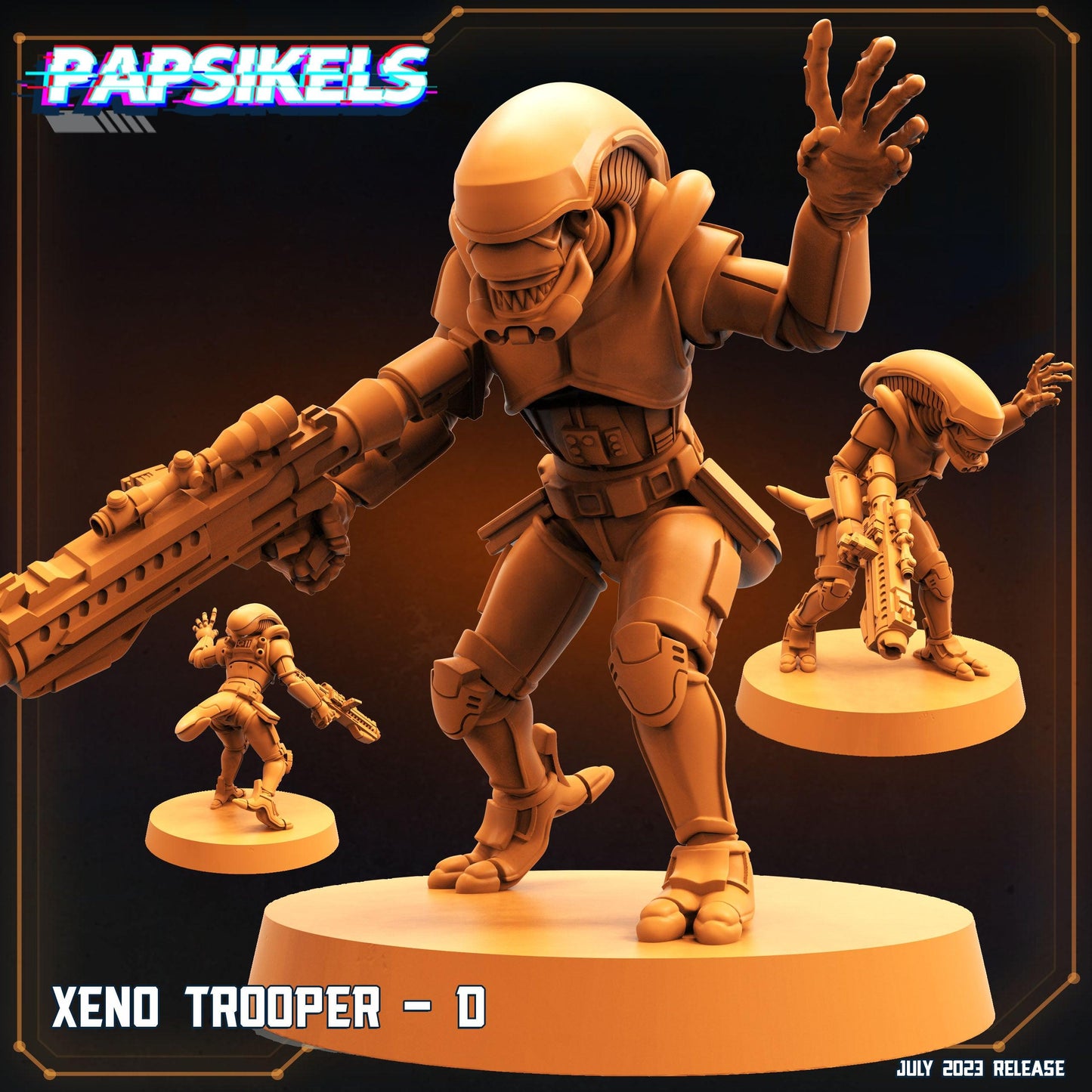3D Printed Papsikels July 2023 - Xeno Wars Xeno Trooper Set 28mm 32mm