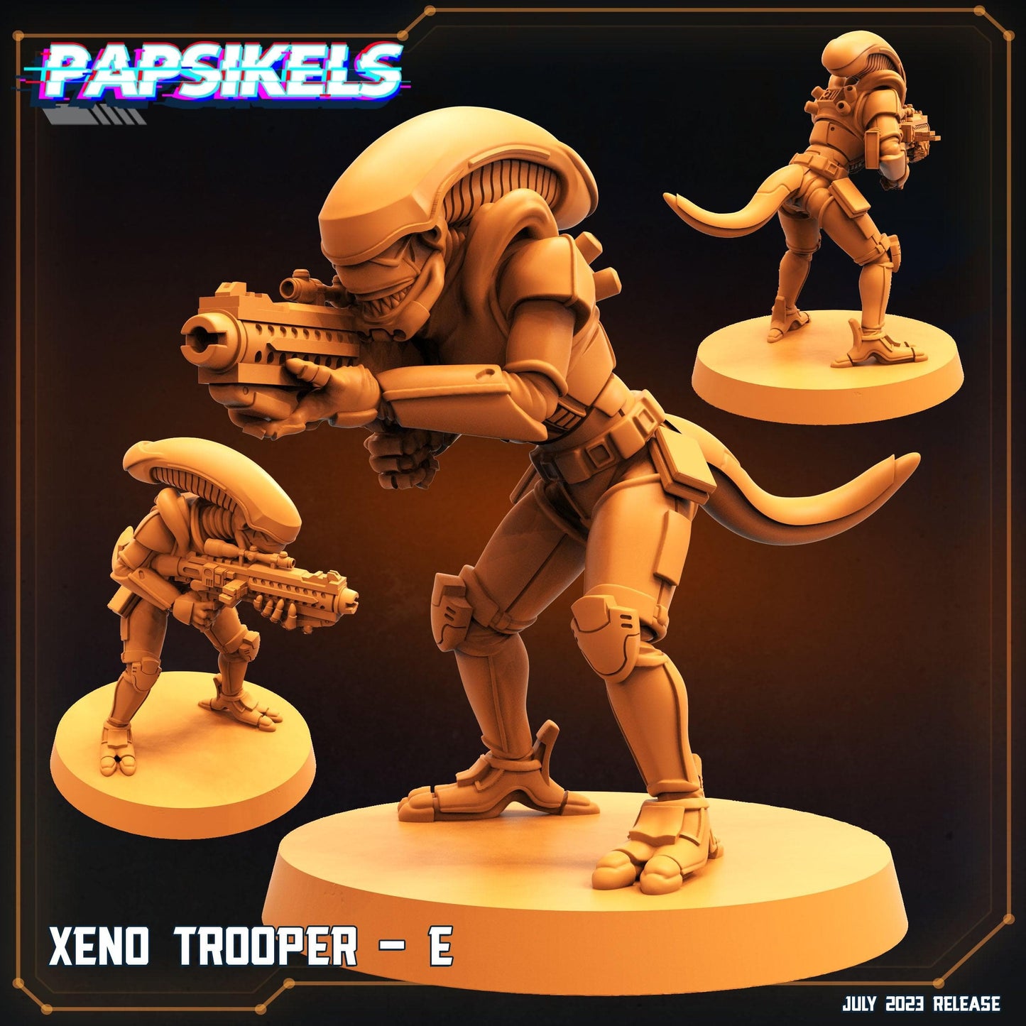 3D Printed Papsikels July 2023 - Xeno Wars Xeno Trooper Set 28mm 32mm