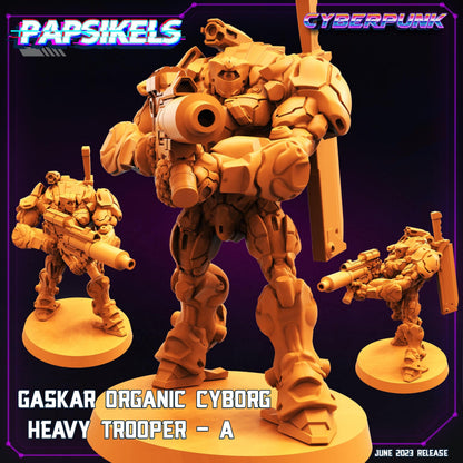3D Printed Papsikels June 2023 Cyberpunk Gaskar Organic Cyborg Heavy Trooper Set 28mm 32mm