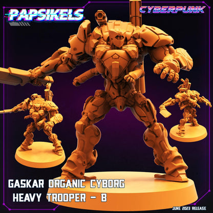 3D Printed Papsikels June 2023 Cyberpunk Gaskar Organic Cyborg Heavy Trooper Set 28mm 32mm