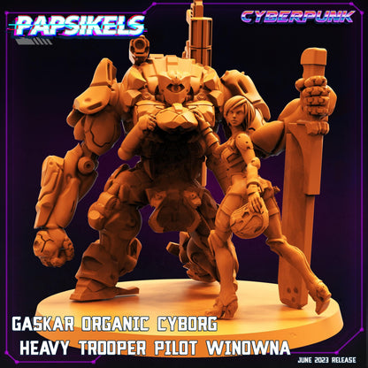3D Printed Papsikels June 2023 Cyberpunk Gaskar Organic Cyborg Heavy Trooper Set 28mm 32mm