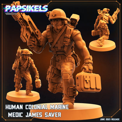 3D Printed Papsikels June 2023 Scifi - Aliens Vs Humans Part 5 Human Colonial Set 28mm 32mm