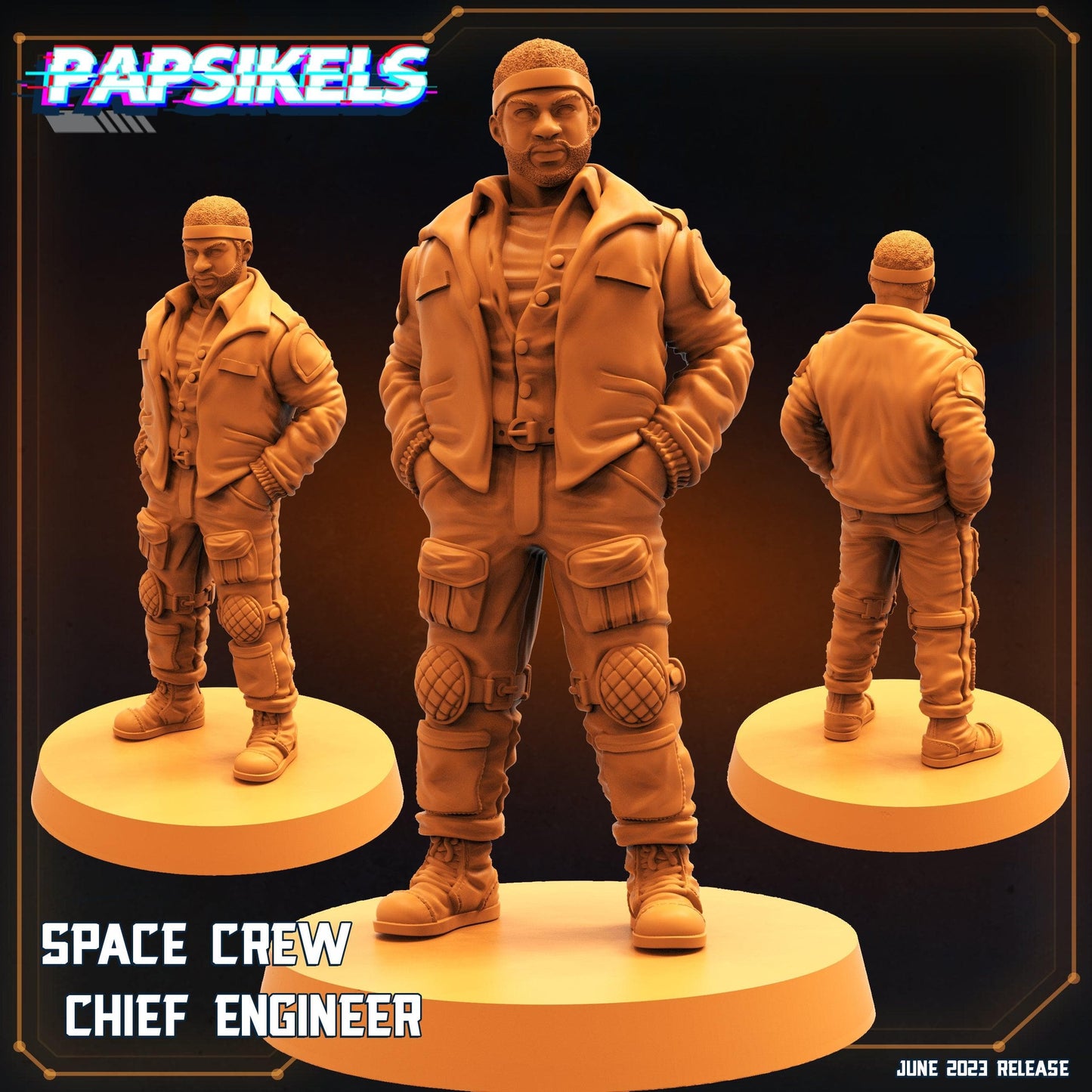 3D Printed Papsikels June 2023 Scifi - Aliens Vs Humans Part 5 Space Captain Set 28mm 32mm
