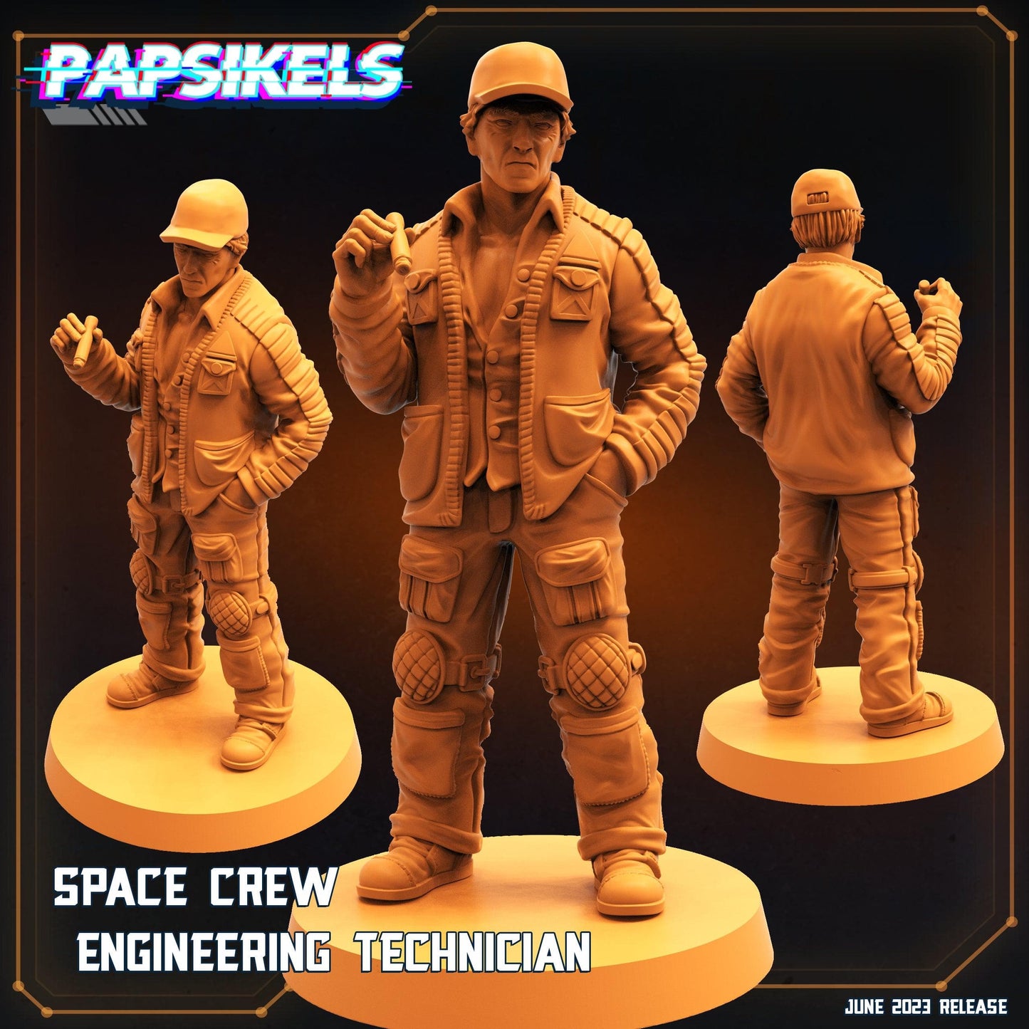 3D Printed Papsikels June 2023 Scifi - Aliens Vs Humans Part 5 Space Captain Set 28mm 32mm