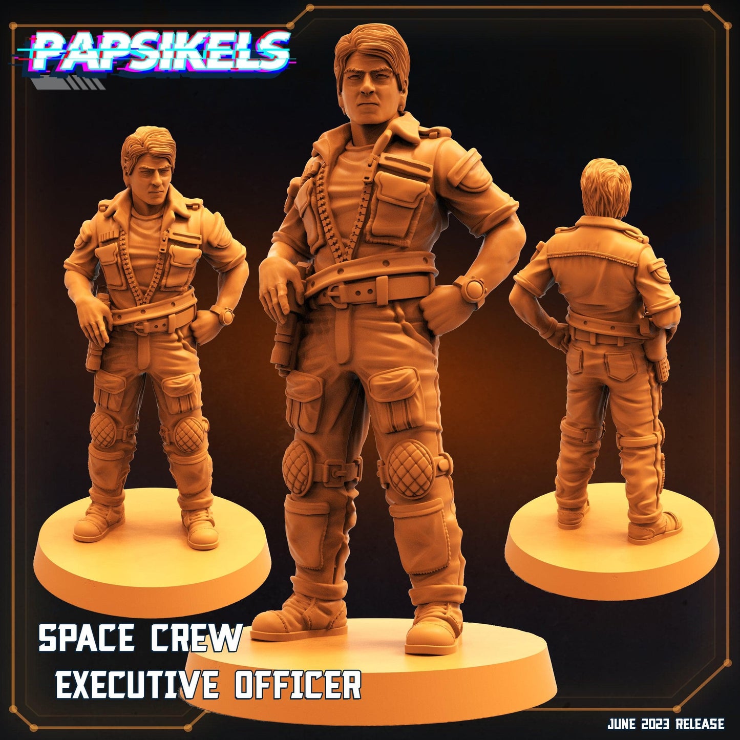 3D Printed Papsikels June 2023 Scifi - Aliens Vs Humans Part 5 Space Captain Set 28mm 32mm