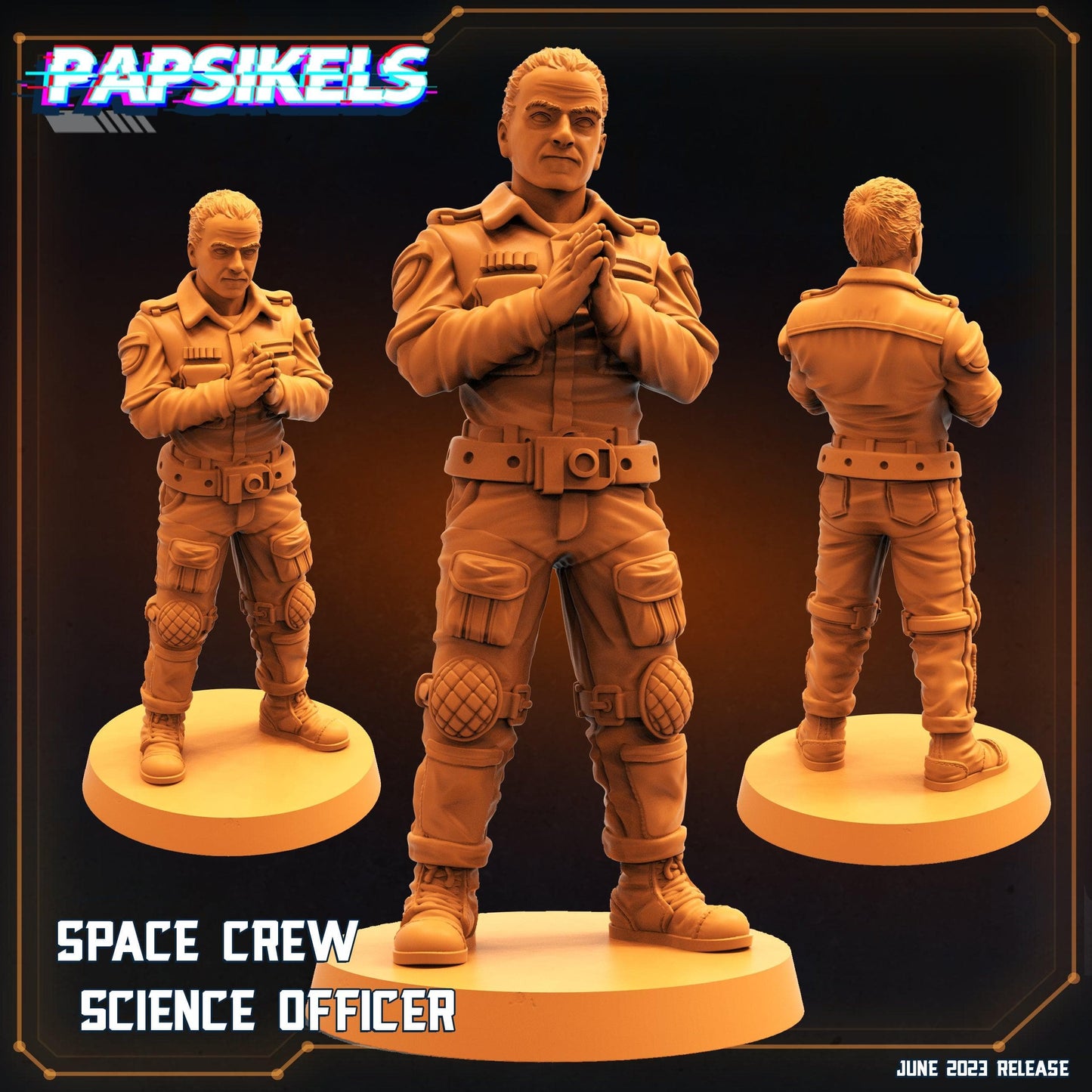 3D Printed Papsikels June 2023 Scifi - Aliens Vs Humans Part 5 Space Captain Set 28mm 32mm