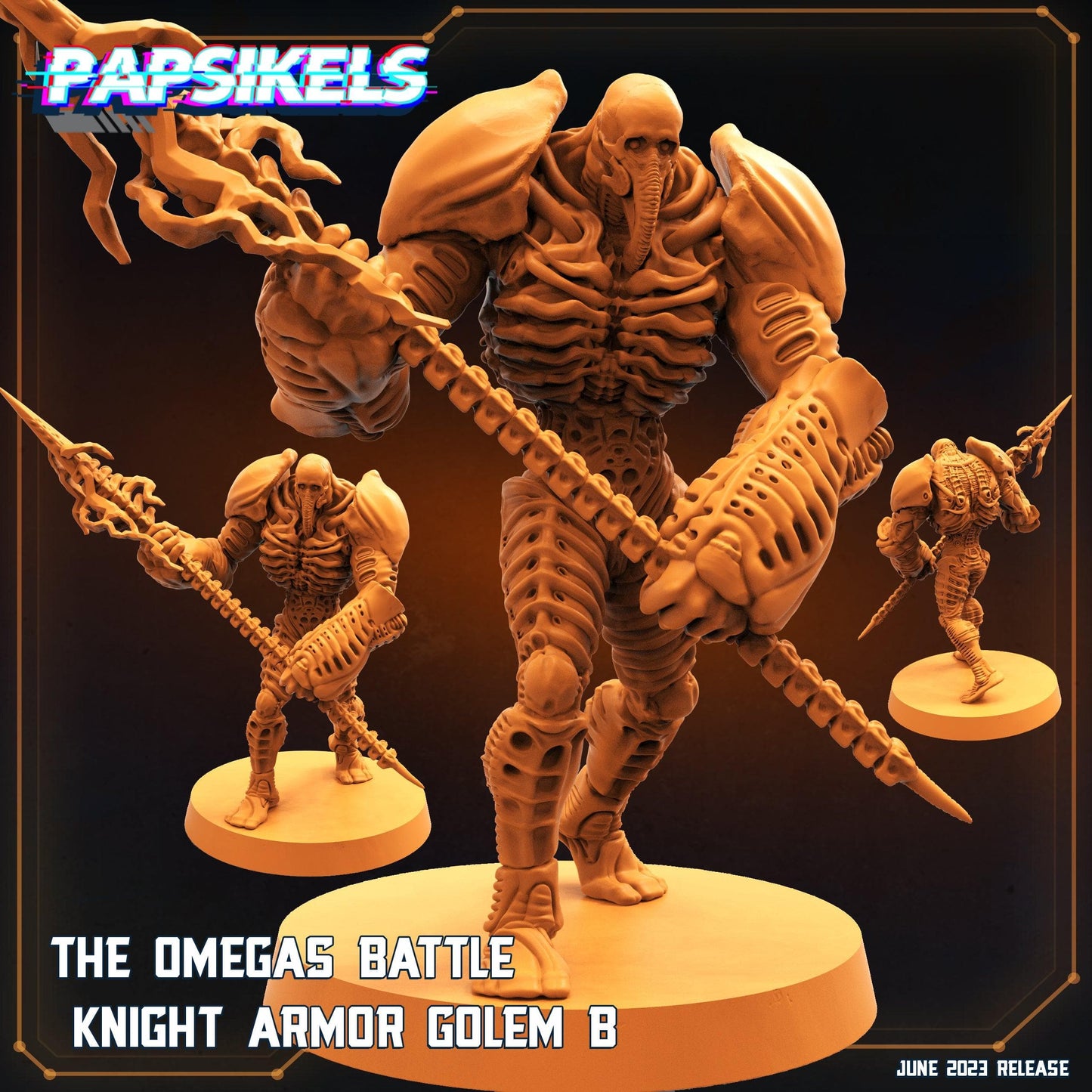 3D Printed Papsikels June 2023 Scifi - Aliens Vs Humans Part 5 The Omega Battle Knight Armor Golem Set 28mm 32mm