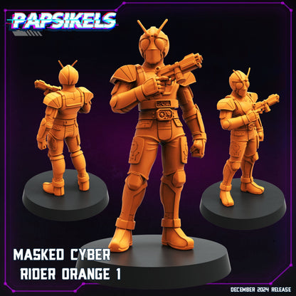 3D Printed Papsikels Masked Cyber Rider Orange Dec. 2024 Cyberpunk 28mm 32mm