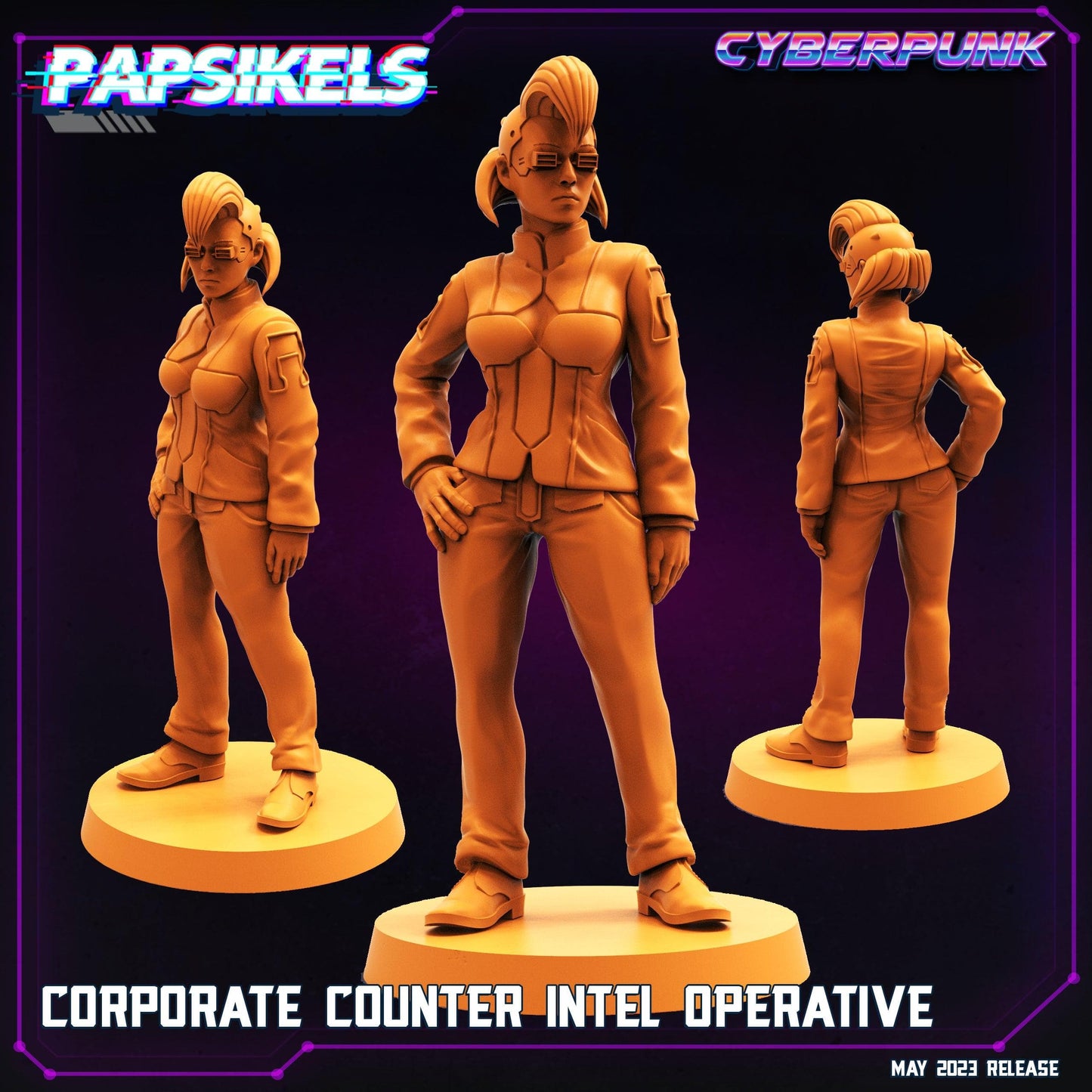 3D Printed Papsikels May 2023 Cyberpunk Corporate Counter Intel Set 28mm 32mm
