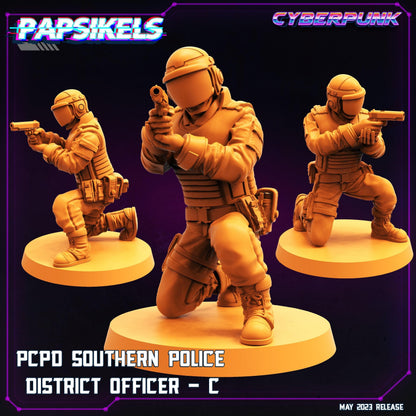 3D Printed Papsikels May 2023 Cyberpunk Pcpd Southern Police District Officer Set 28mm 32mm