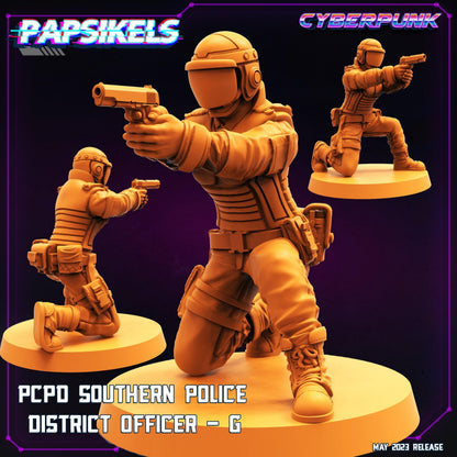 3D Printed Papsikels May 2023 Cyberpunk Pcpd Southern Police District Officer Set 28mm 32mm