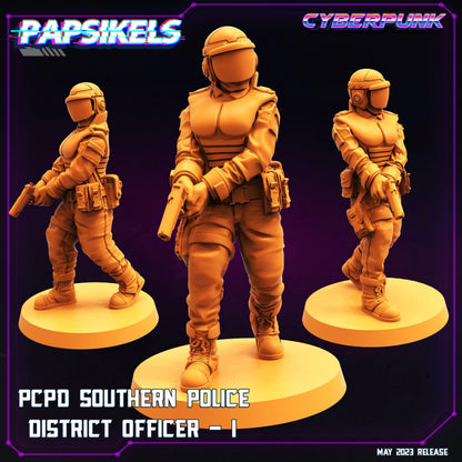 3D Printed Papsikels May 2023 Cyberpunk Pcpd Southern Police District Officer Set 28mm 32mm