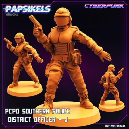 3D Printed Papsikels May 2023 Cyberpunk Pcpd Southern Police District Officer Set 28mm 32mm